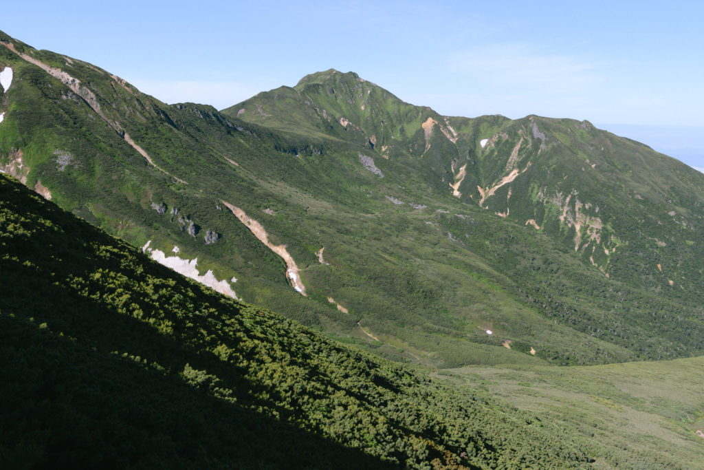 登山道中から見る富良野岳