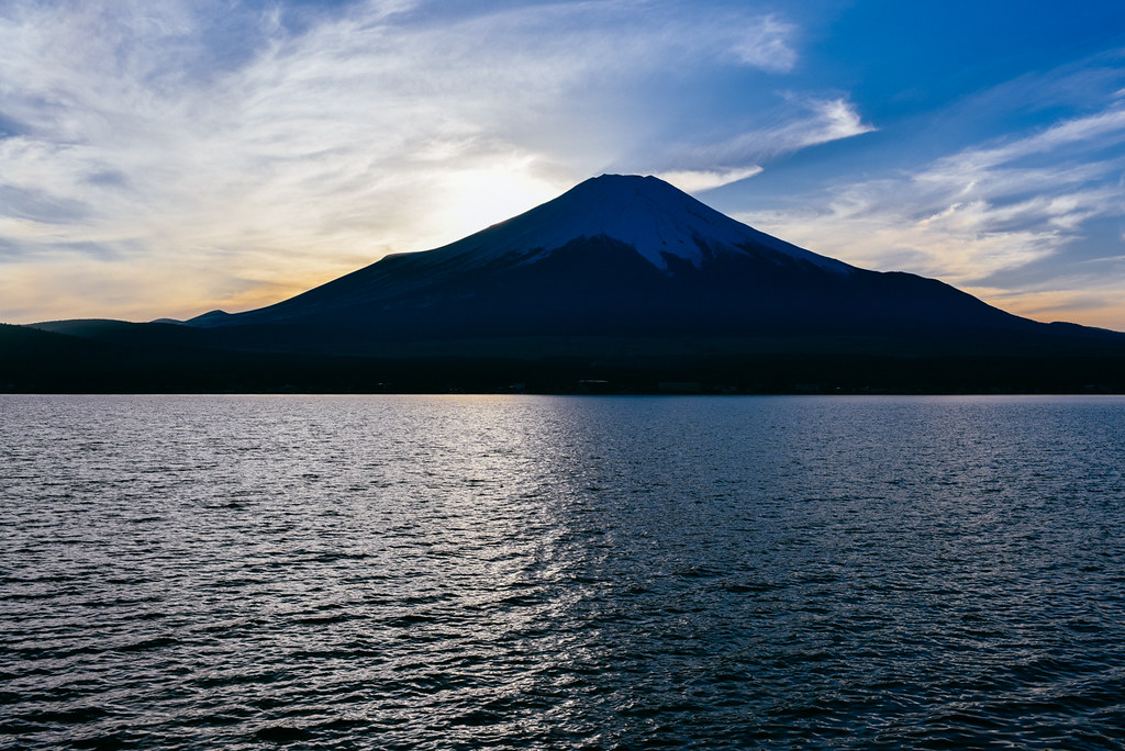 湖から見る富士山