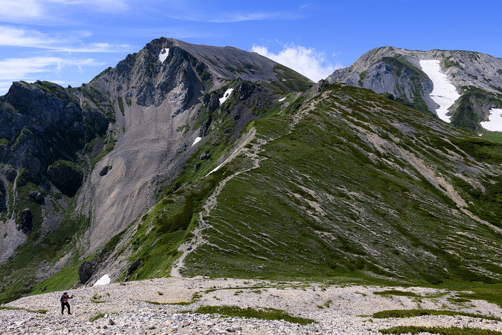 杓子岳を見返す