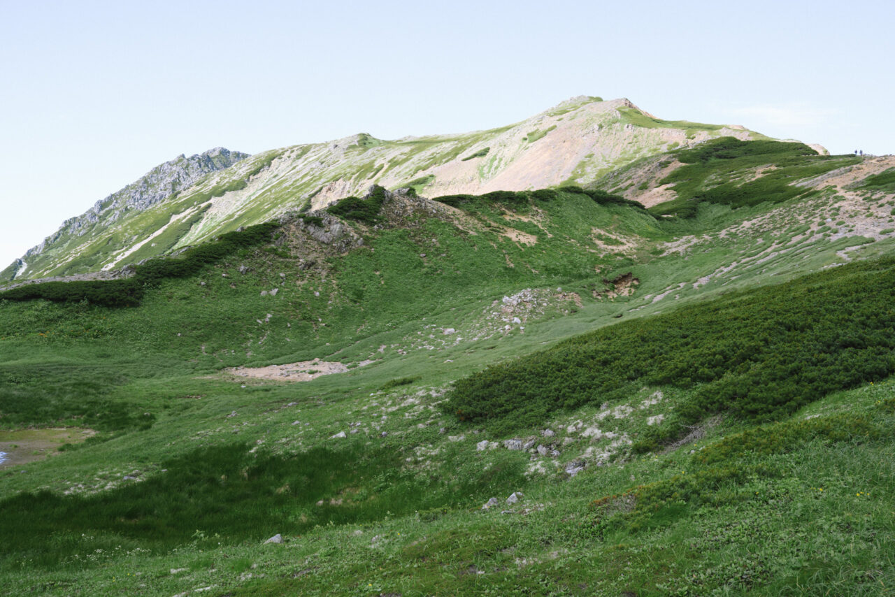 穏やかな稜線が続く一帯