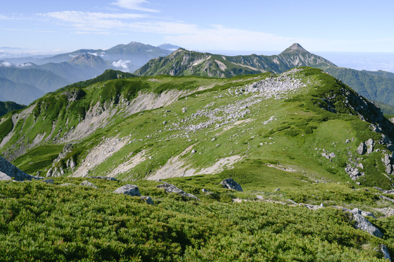 双六岳から見る北ア南部