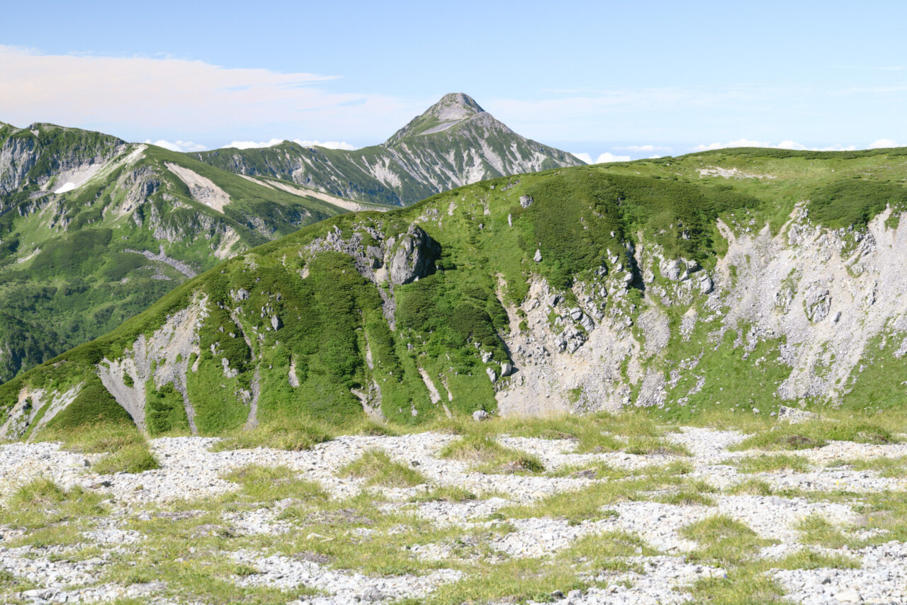 天空の滑走路からみる笠ヶ岳