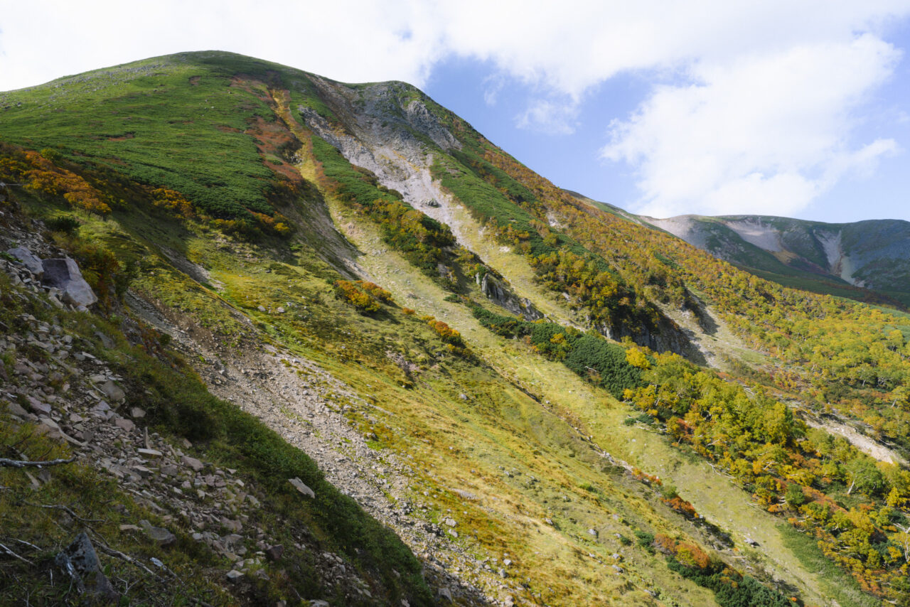 紅葉した緑岳