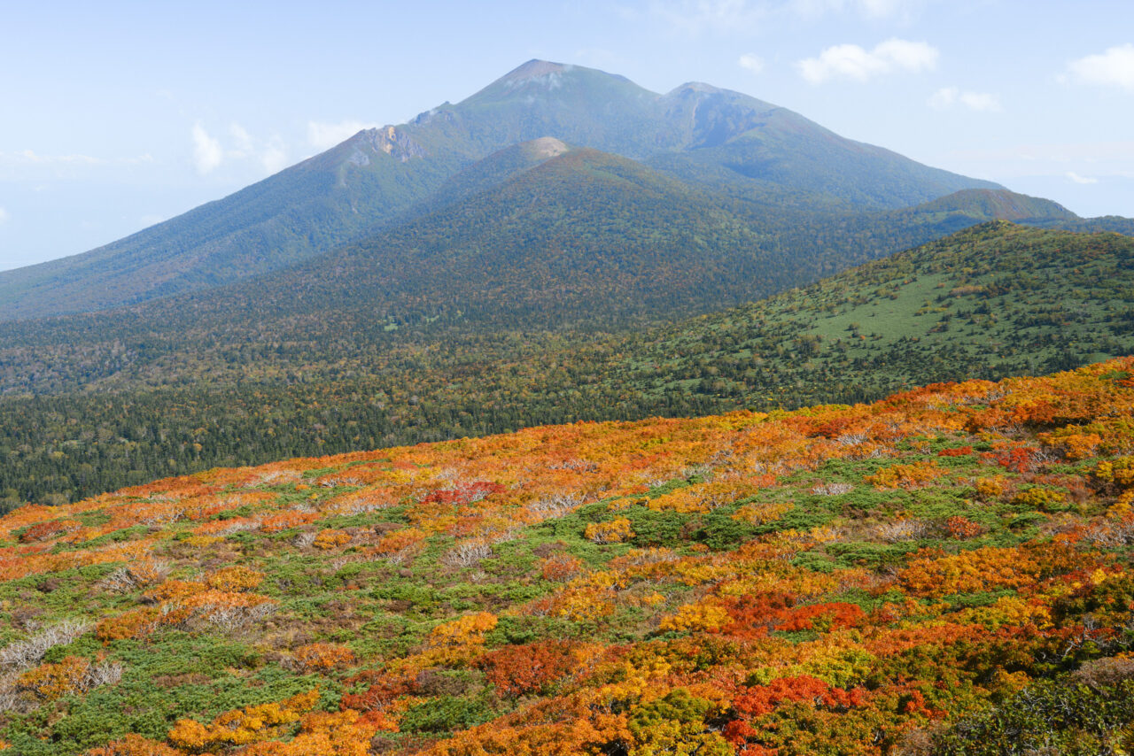 紅葉の岩手山の絶景
