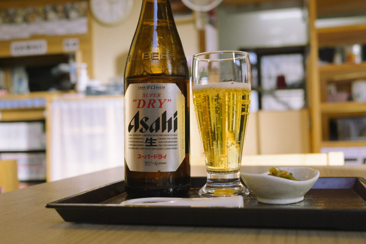 登山後の瓶ビール