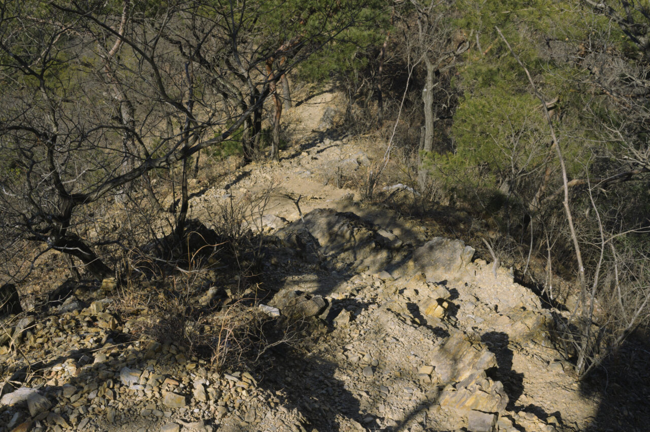 露岩が険しい下り坂