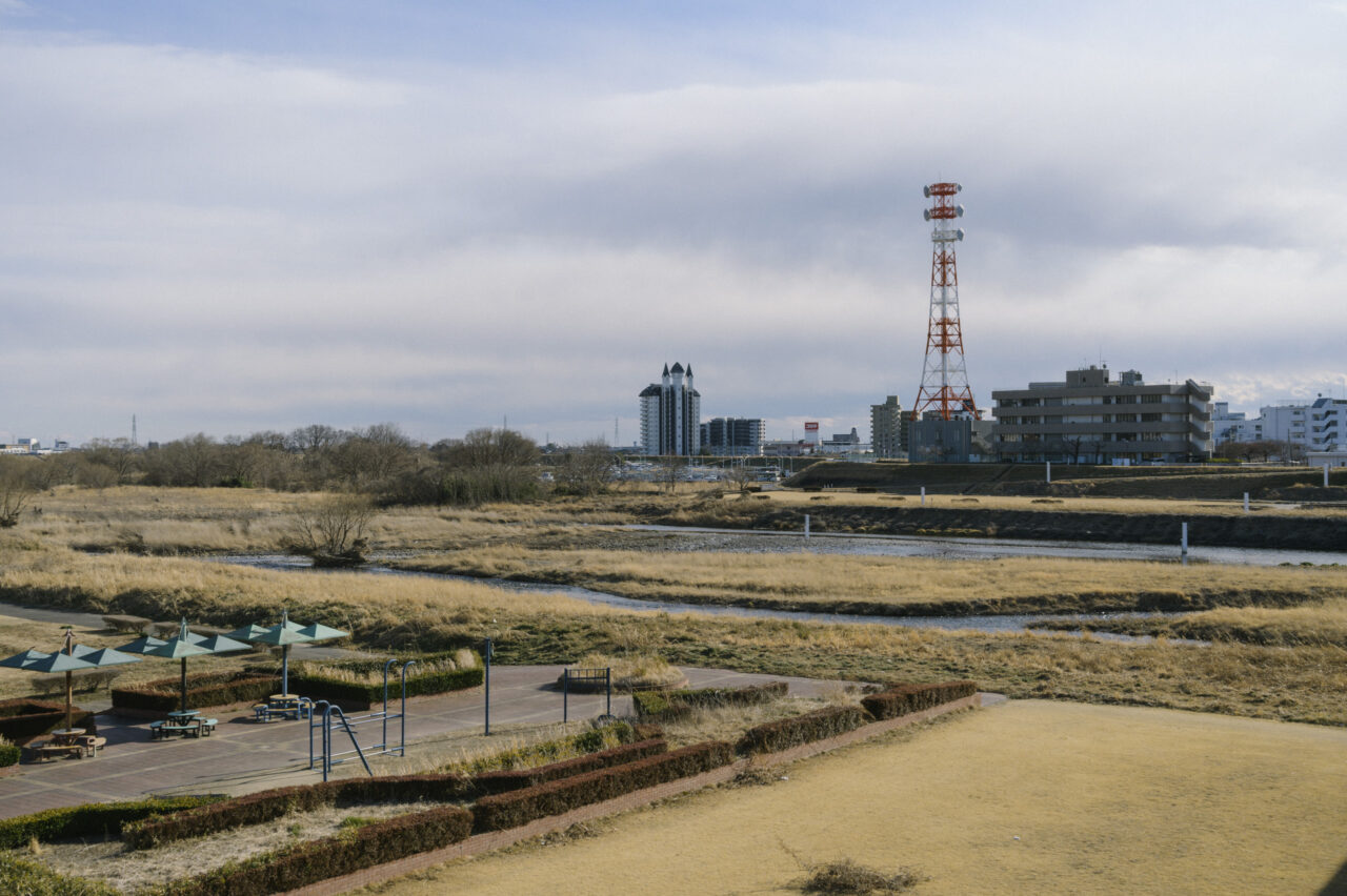 田中橋を渡り足利市駅へ