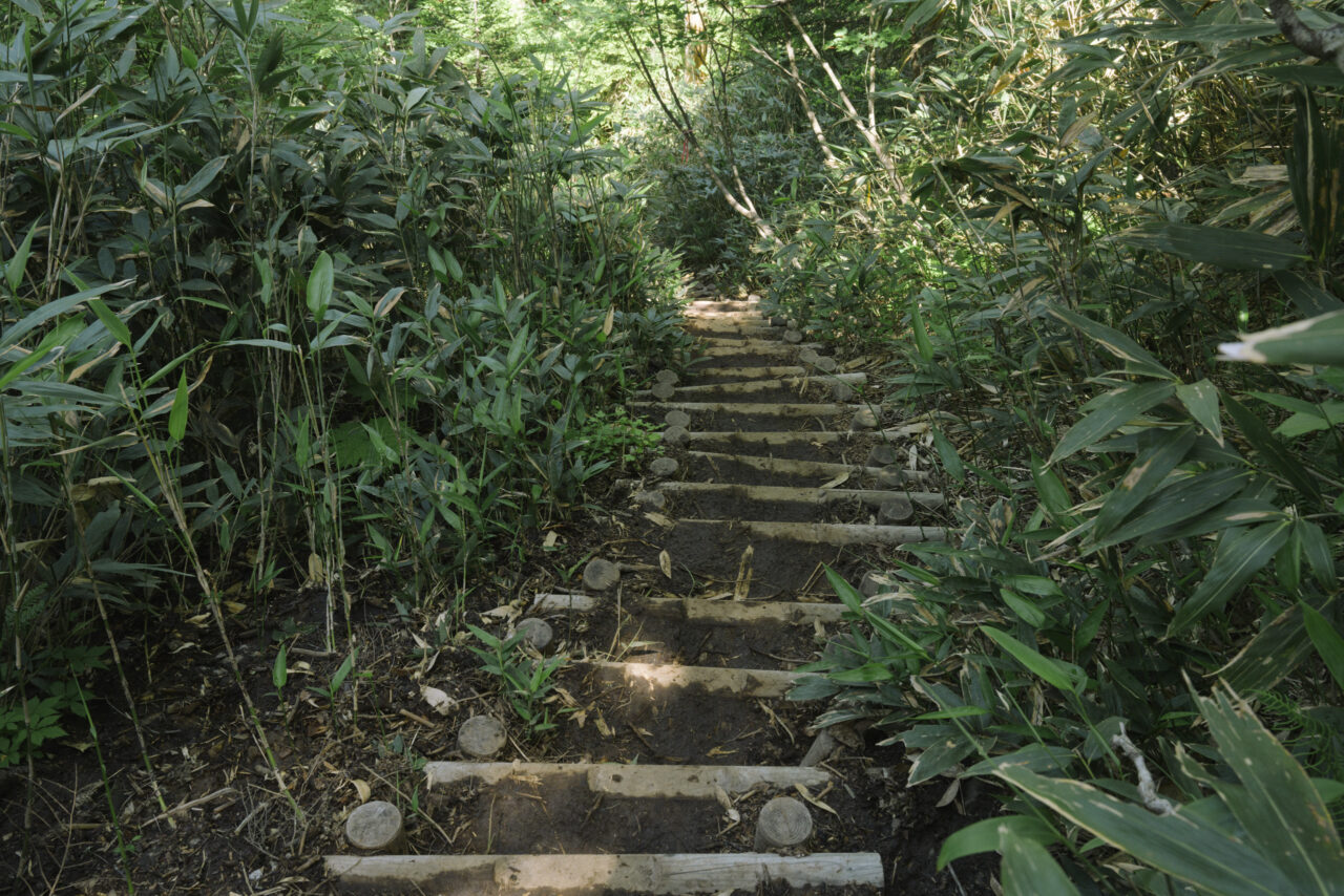 急な階段が続く見晴らし新道