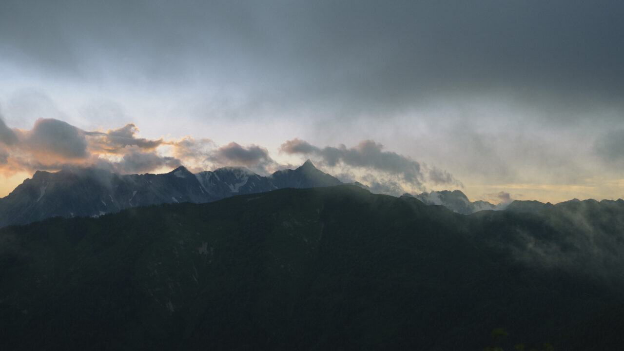 夕焼けの槍ヶ岳